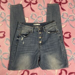 Y2k Mudd High Rise Jeggings  Size 7 Juniors 4 button up distessed light wash